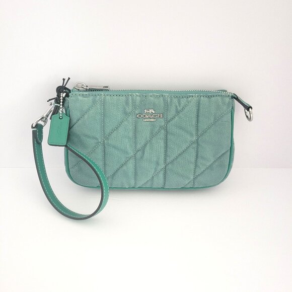 Coach CBK58 Nolita 19 Quilted Denim Small Handbag Clutch Chalk Ivy Green - Picture 1 of 7